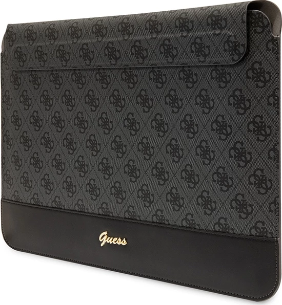 Mbështjellës laptopi Guess 4G Stripe Metal Logo, deri 14", Eco-leather, i zi