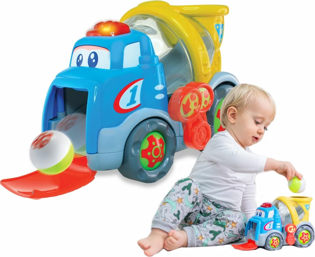 Lodër kamion mikser betoni Dumel Benio DD42977 me drita, tinguj dhe topa, shumëngjyrëshe