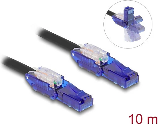 Kabllo rrjeti DeLOCK RJ45 Cat6 UTP, 10 m, kënd i rrotullueshëm 180°, e zezë/vjollcë