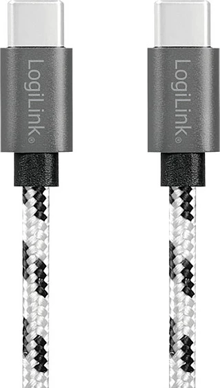 Kabllo USB-C LogiLink USB 2.0, Type-C në Type-C, set 3 copë, e thurur najlon, bardhë/zi
