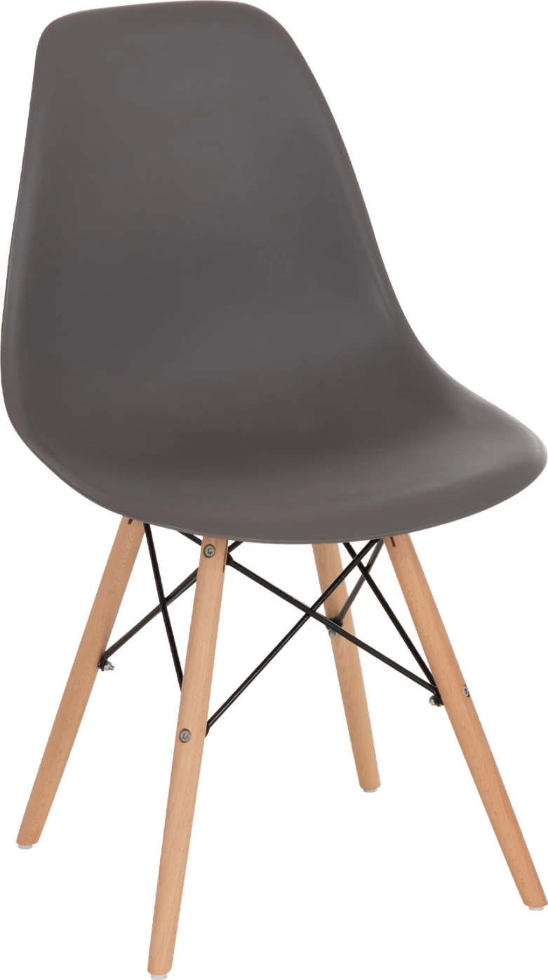 Karrige me këmbë druri dhe sedilje Twist PP Gri FH8460.10 46x50x82 cm, set prej 4 copash