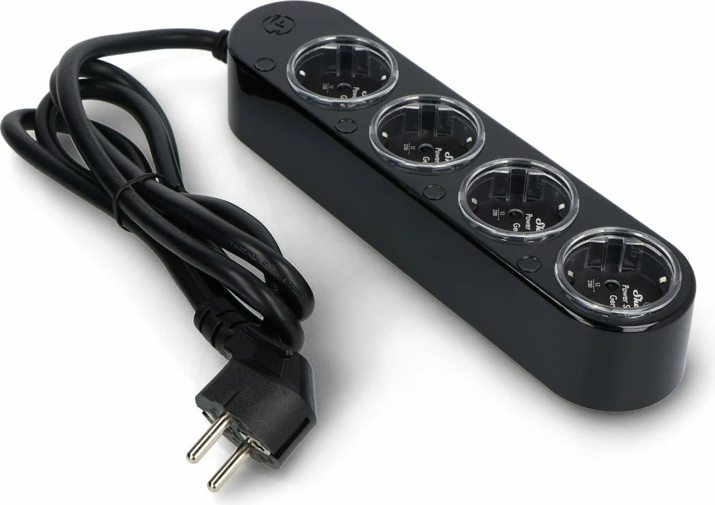 Zgjatues rryme smart Shelly Power Strip 4 Gen4, 4 priza Schuko, 1.5 m, Wi‑Fi/Bluetooth/Zigbee/Matter, i zi