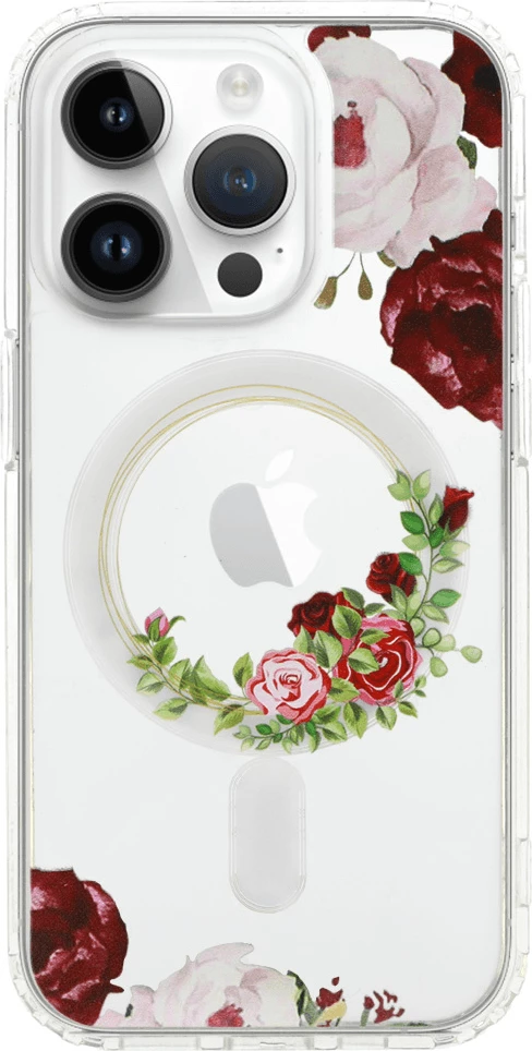 Mbështjellës ONASI Clear Case Elite 18085 për iPhone 15, silikon transparent me MagSafe, i kuq