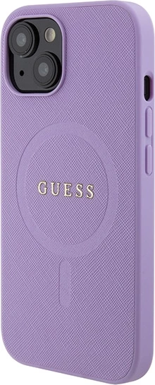 Mbështjellës Guess GUHMP15SPSAHMCU për iPhone 15 6.1", Saffiano MagSafe, vjollcë