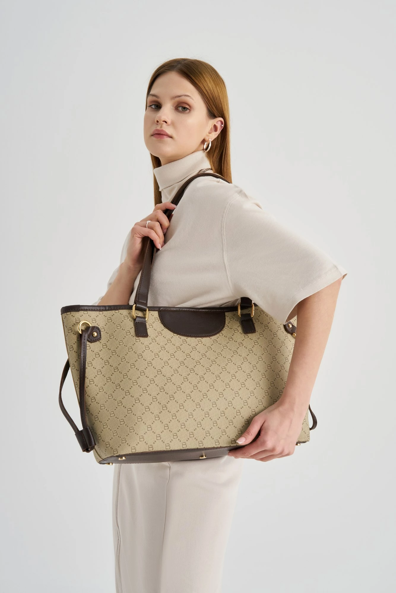 Tote bag Lucky Bees, krem, kafe, 355 v2