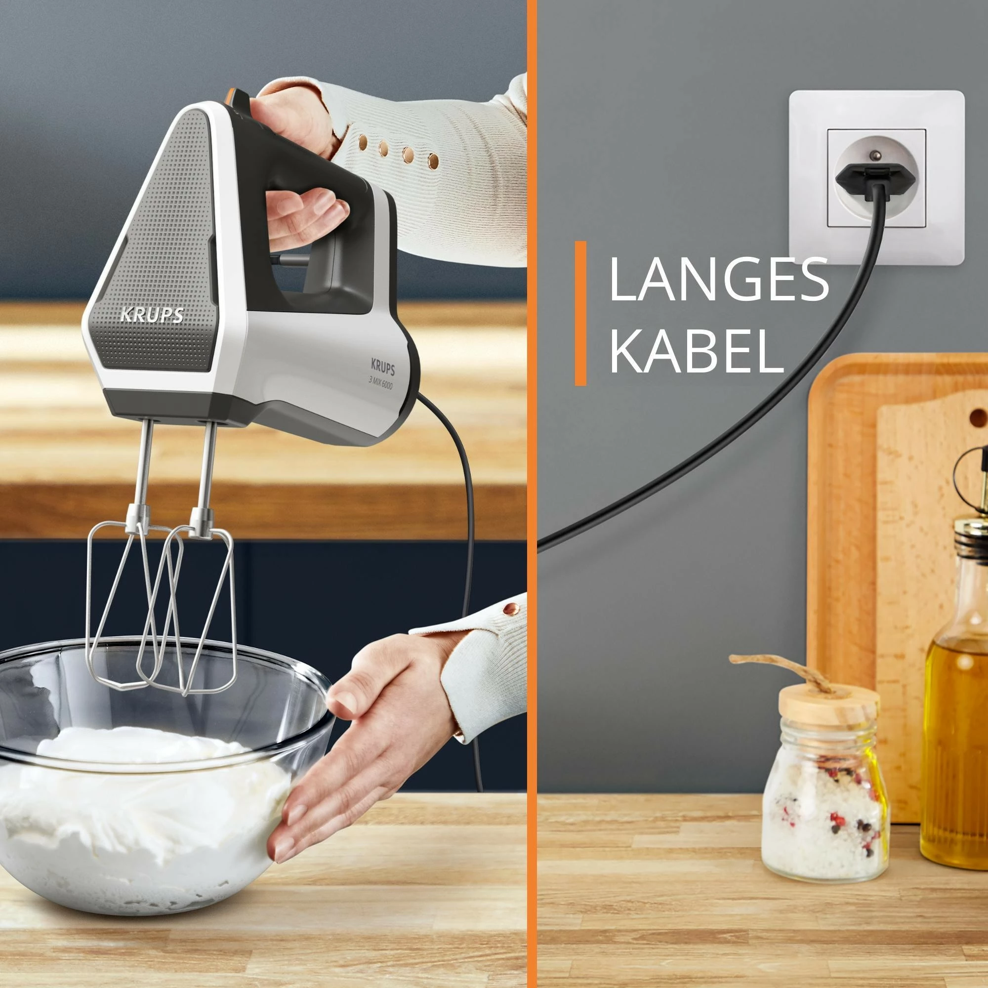 Mikser dore Krups GN 6021 3 Mix 6000, 600W, 5 shpejtësi, bardhë/gri