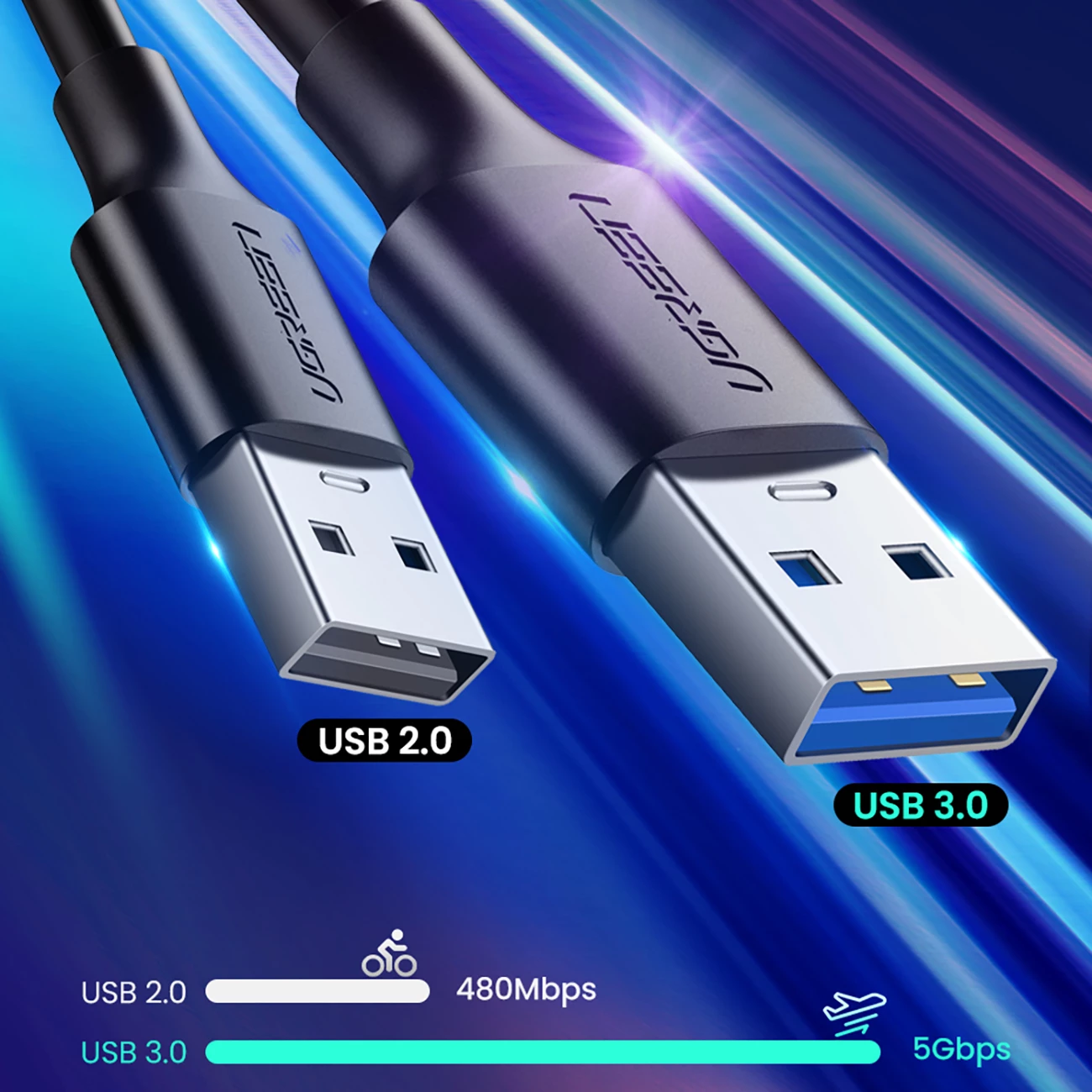 Kabllo Ugreen US184 20883, USB-A 3.0 në USB-C, 1.5m, e zezë