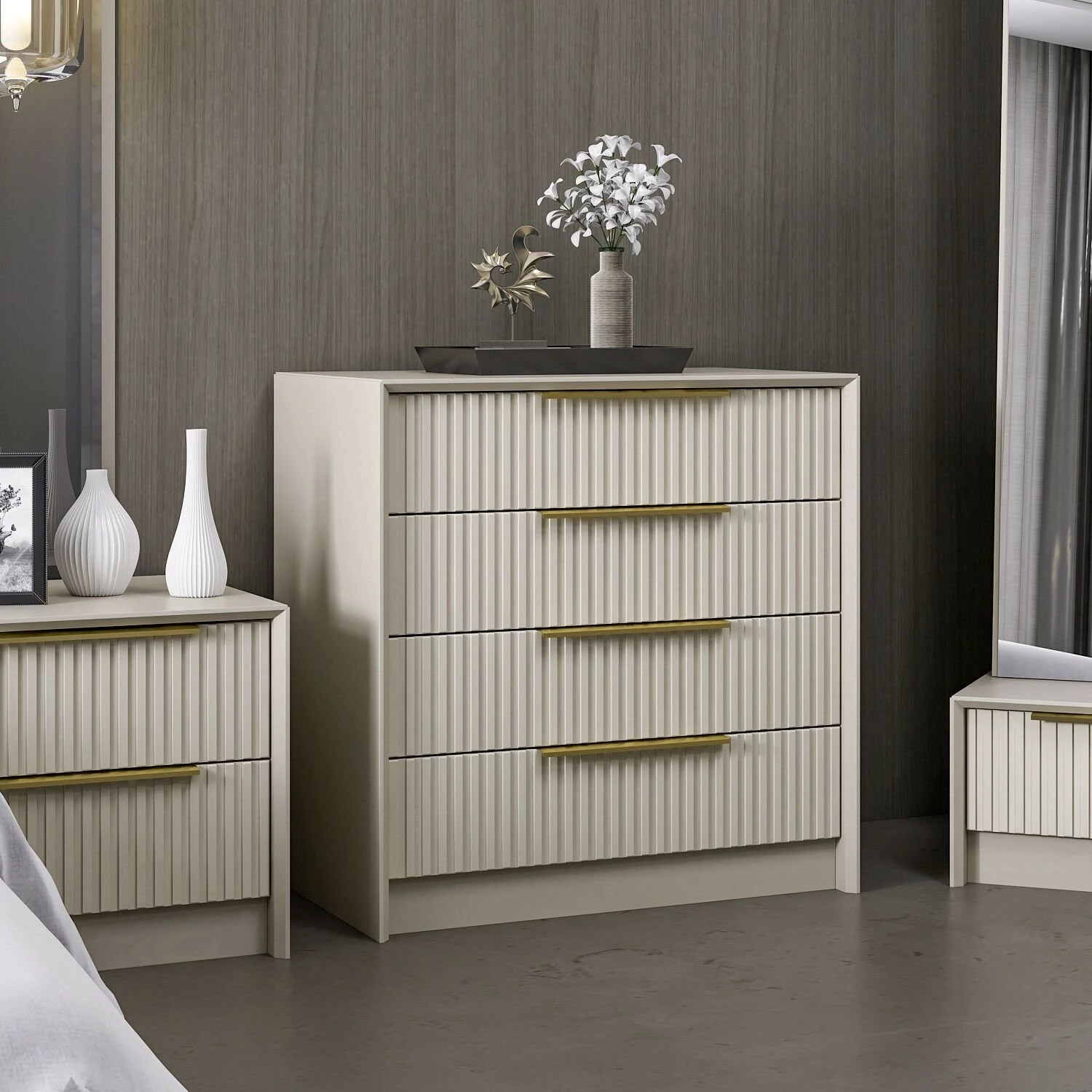 Komodë Hanah Home, Kale Luxe, ngjyrë guri, 7939