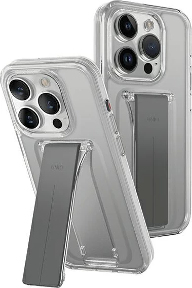 Mbështjellës UNIQ Heldro Mount me stand për iPhone 15 Pro Max 6.7", transparent