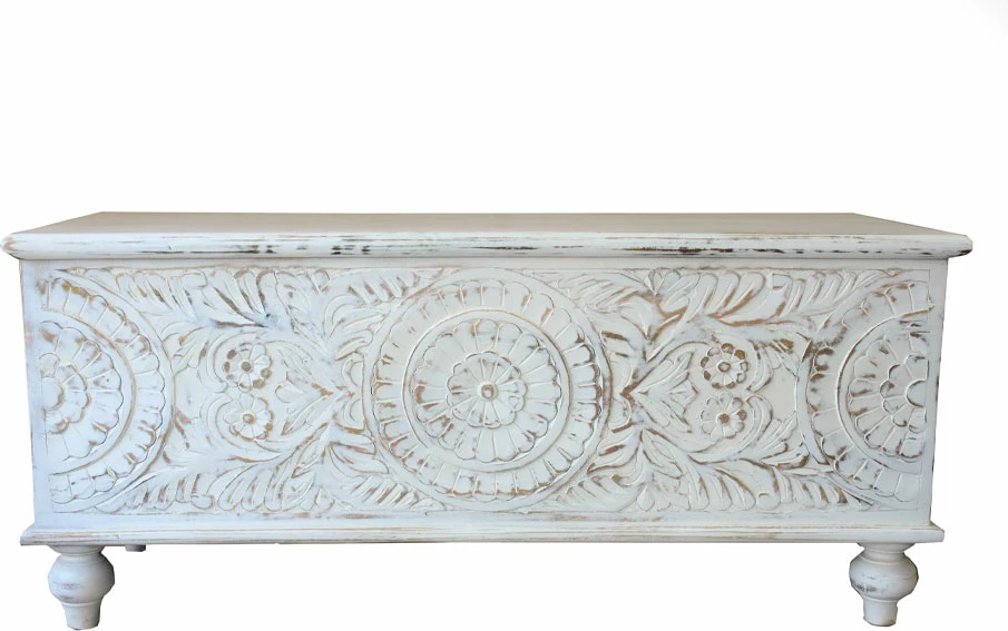 Arkë dekorative BASAK, ngjyrë e bardhë decape, 115x44x50cm