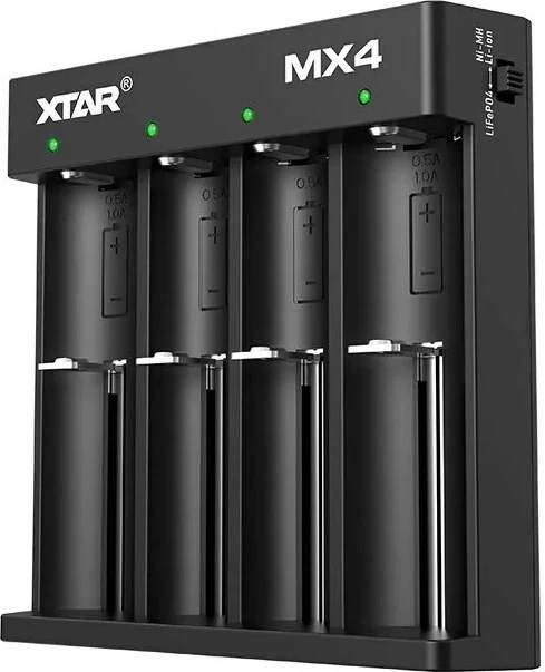 Karikues baterish XTAR MX4, universal, 4 vende, i zi