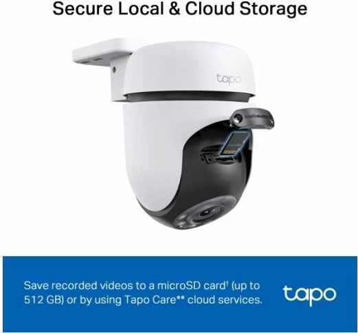 Kamerë sigurie Wi‑Fi outdoor TP-LINK Tapo C510W, 2K 3MP 360° pan/tilt, IP65, night vision me ngjyra, e bardhë/zezë