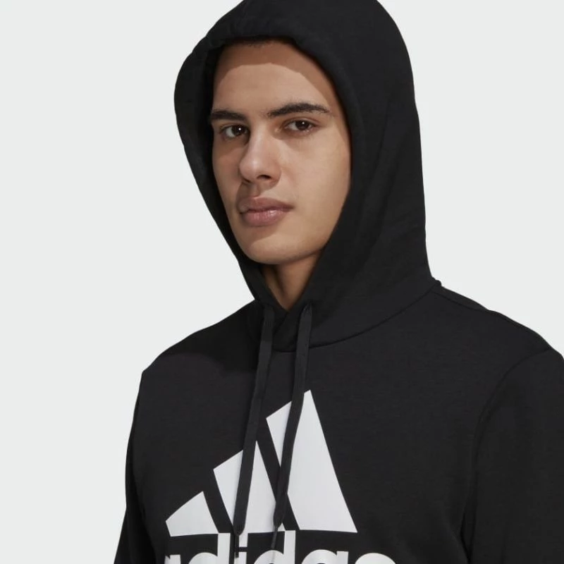 Duks me kapuç adidas për meshkuj, i zi me logo të bardhë [Madhësia: XL]