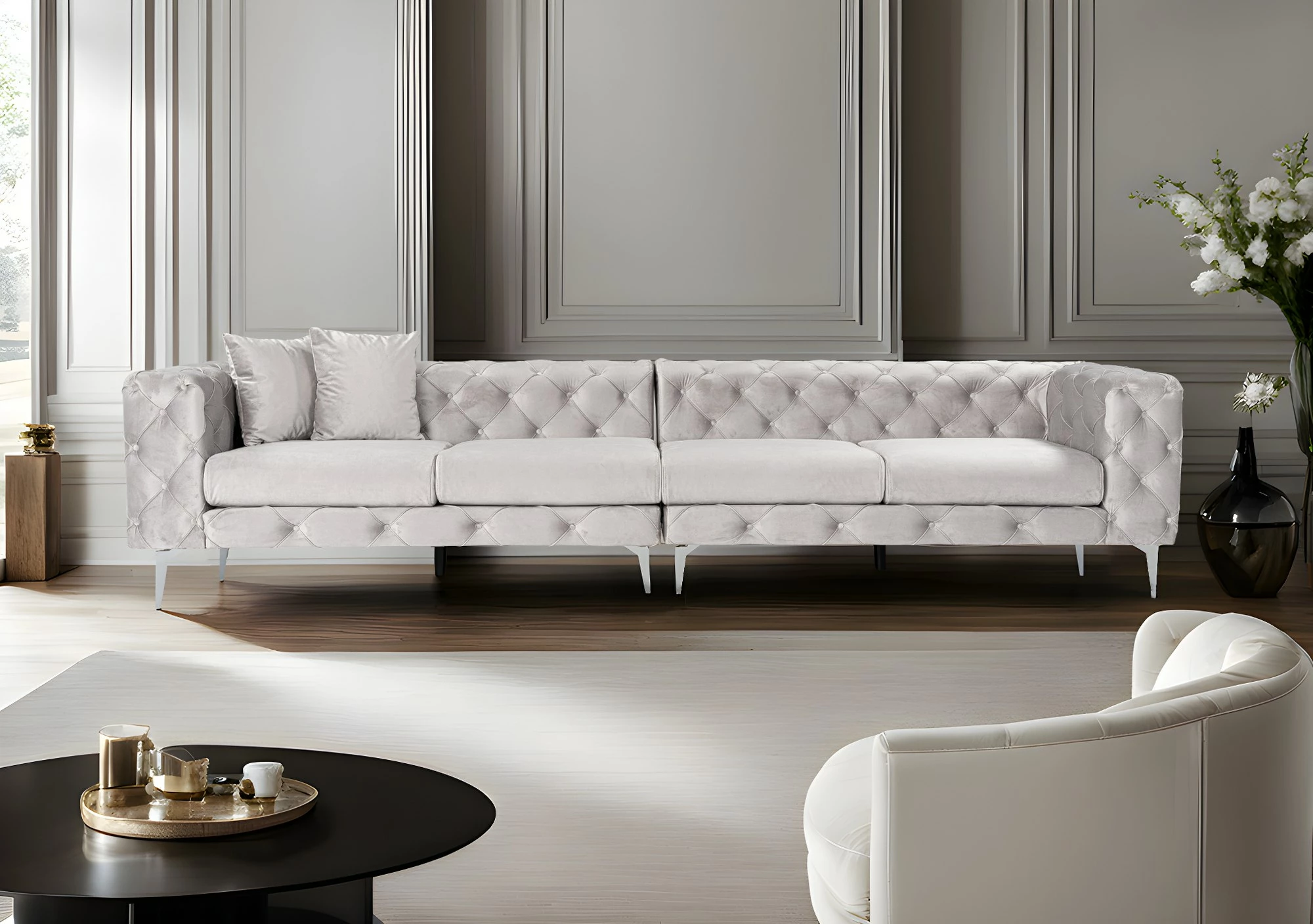 Divan katër vendesh Atelier del Sofa, Como, ngjyrë gri e çelët