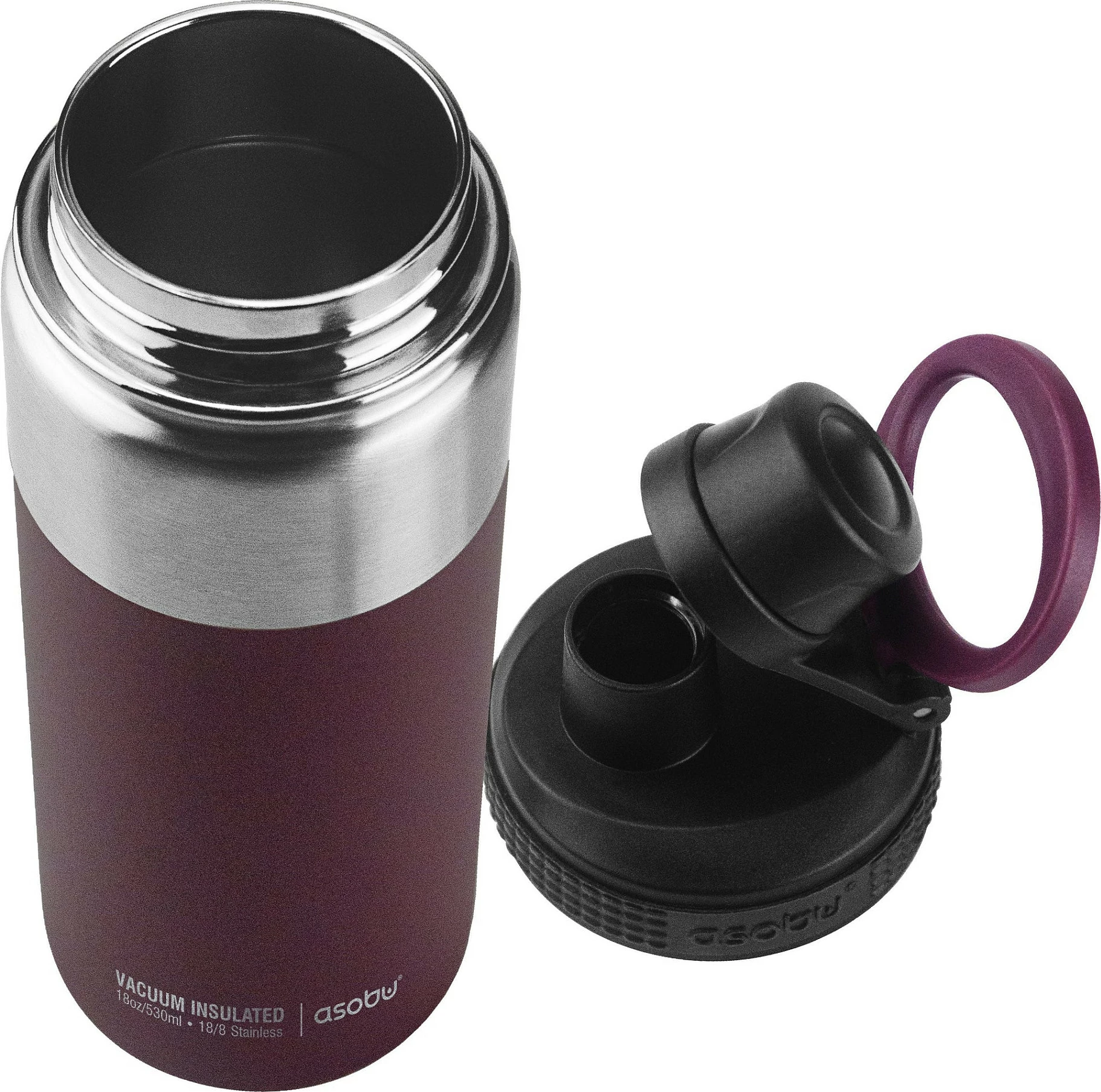 Shishe termike Asobu Alpine Flask, inox e izolume, 530 ml, burgundy