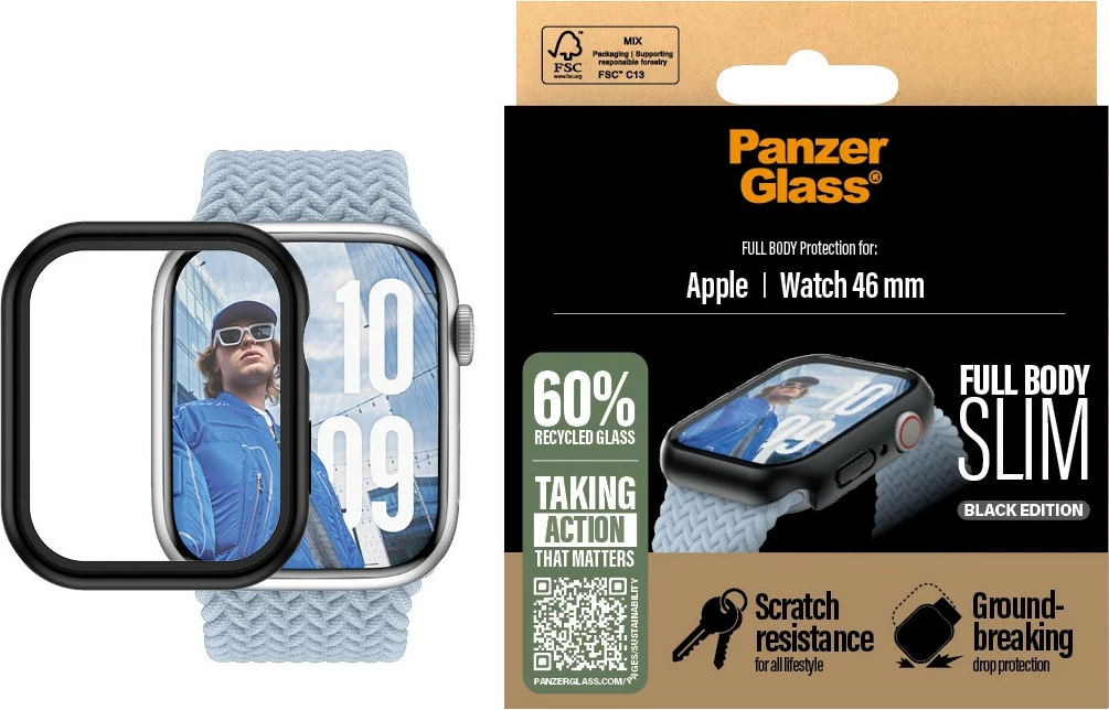 Mbrojtës ekrani PanzerGlass Snappie Full Body Slim për Apple Watch 10/46mm, transparent