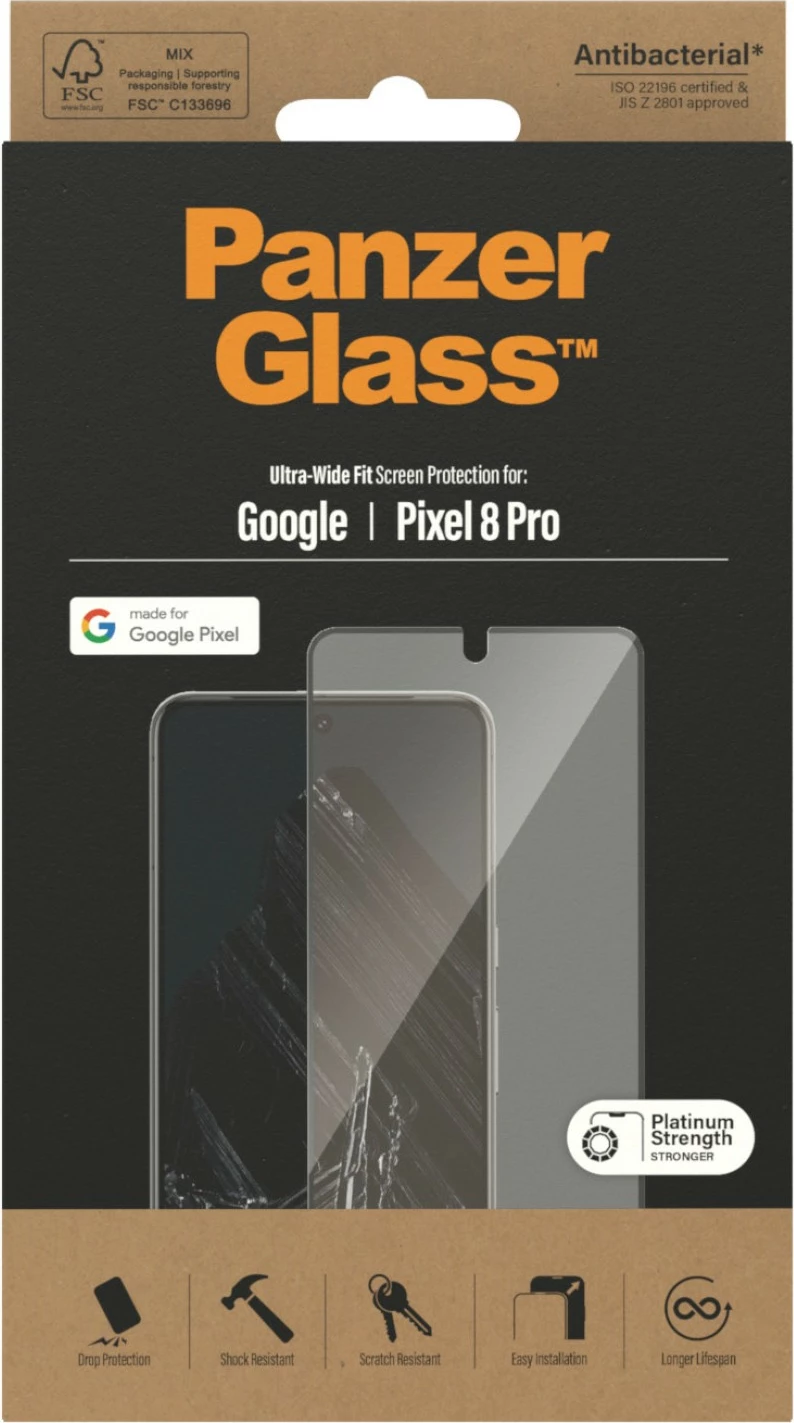 Mbrojtës ekrani PanzerGlass për Google Pixel 8 Pro, 0.2mm, transparent