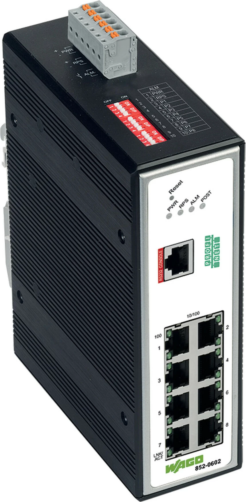 Switch industrial WAGO 852-602, 8 porta 100Base-TX, PROFINET, i zi