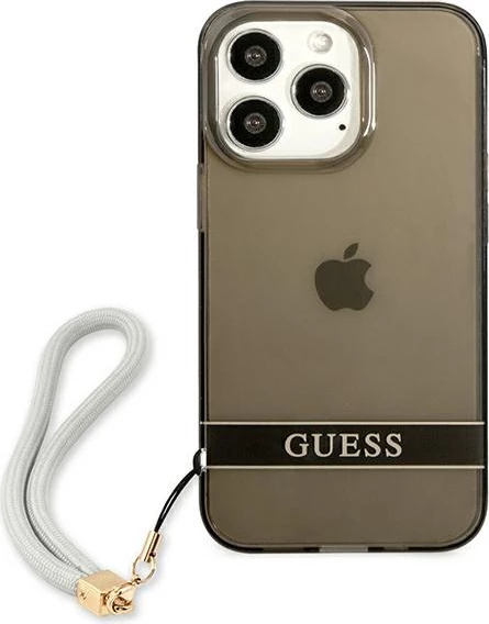 Mbështjellës Guess GUHCP13LHTSGSK për iPhone 13/13 Pro 6.1", i fortë, me rrip, i zi