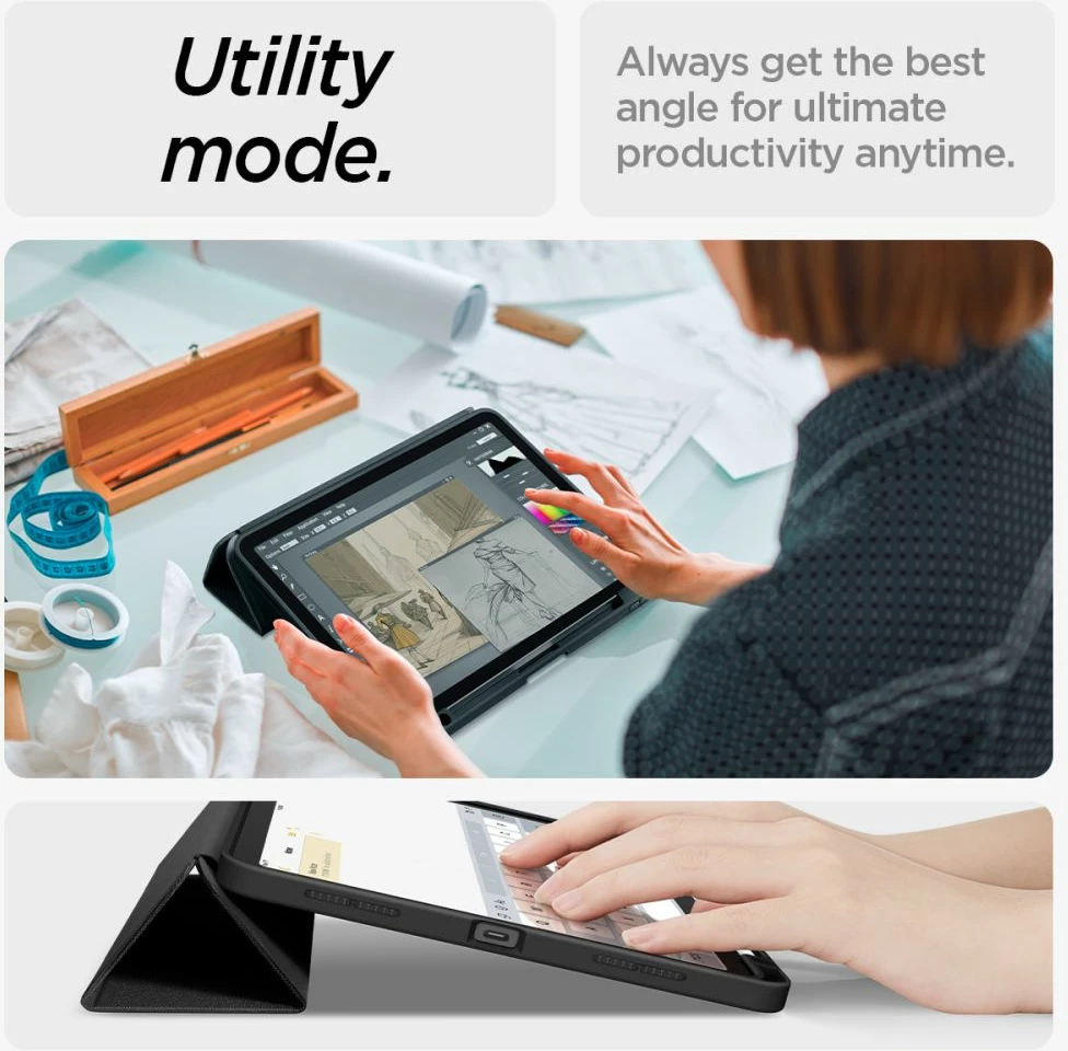 Mbështjellës Spigen Urban Fit për iPad Air 10.9''/11'' 2020-2024, i zi