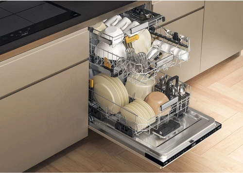 Enëlarëse plotësisht e integruar Whirlpool W8I HF58 TU, 14 vende, 60 cm, e zezë