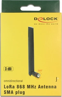 Antenë LoRa DeLOCK 868 MHz, 3 dBi, SMA Female, omni-drejtimor, e zezë