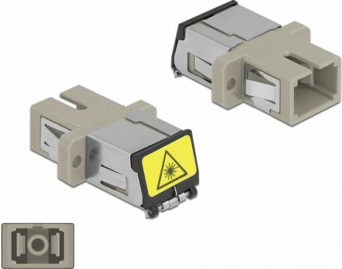 Adapter fibër optike DeLOCK SC/SC Simplex, single-mode, me mbrojtje lazeri, bezhë