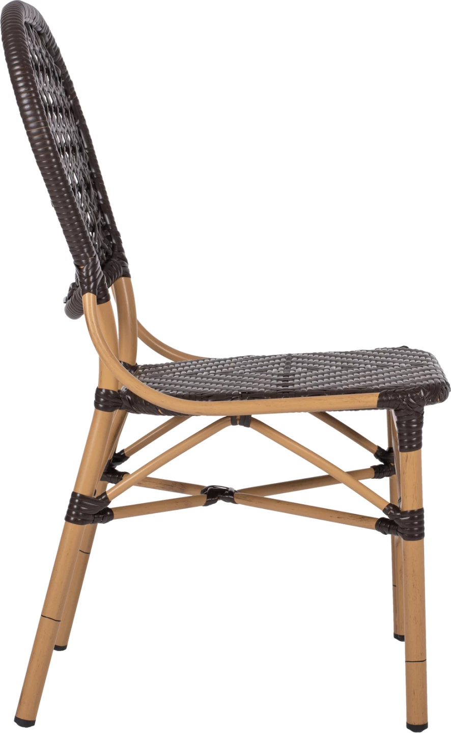 Karrige alumini me pamje bambuje dhe ratan PE në ngjyrë kafe FH5925.01 47x58x95Hcm