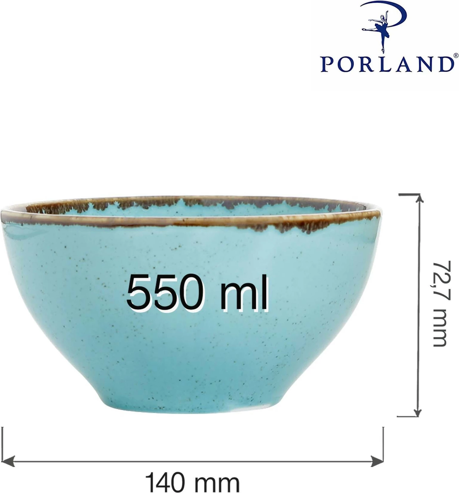 Tas Porland Seasons Laguna 550 ml (Ø 140 mm), blu, set 6 copë