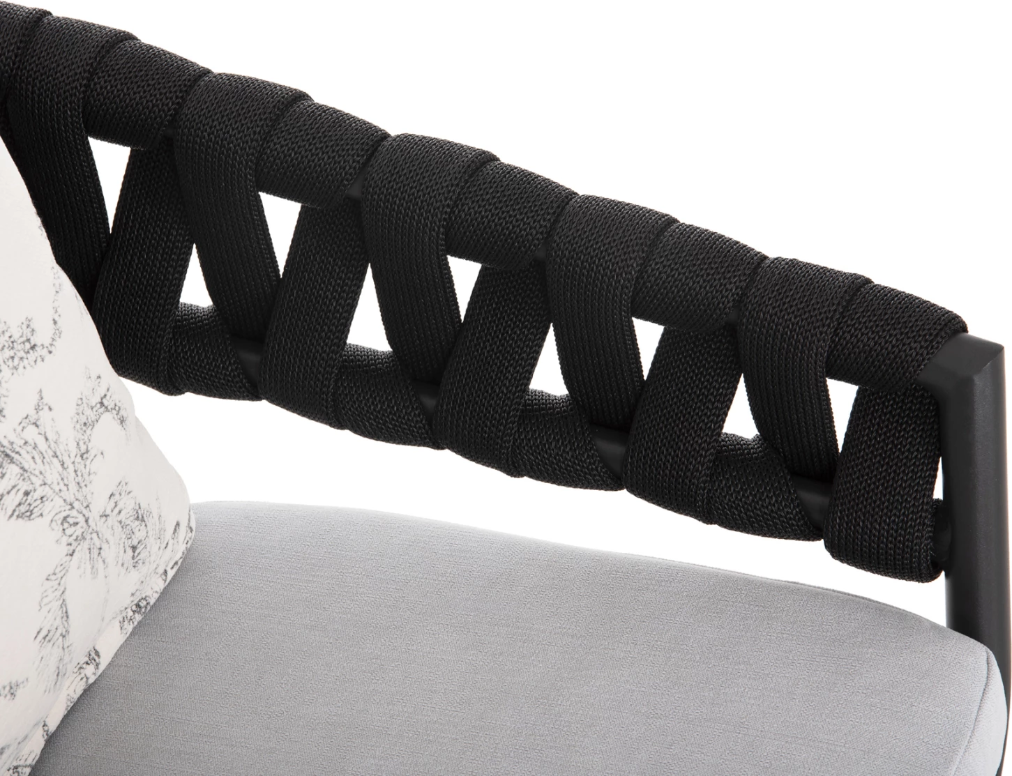 Karrige alumini CAMDEN FH6141.01 jastëk mbrapa ngjyrë ecru me dizajn print-antracit 56x60x72-87Hcm