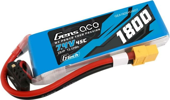 Bateri LiPo Gens ace G-Tech 1800mAh 7.4V 45C 2S1P XT60, blu