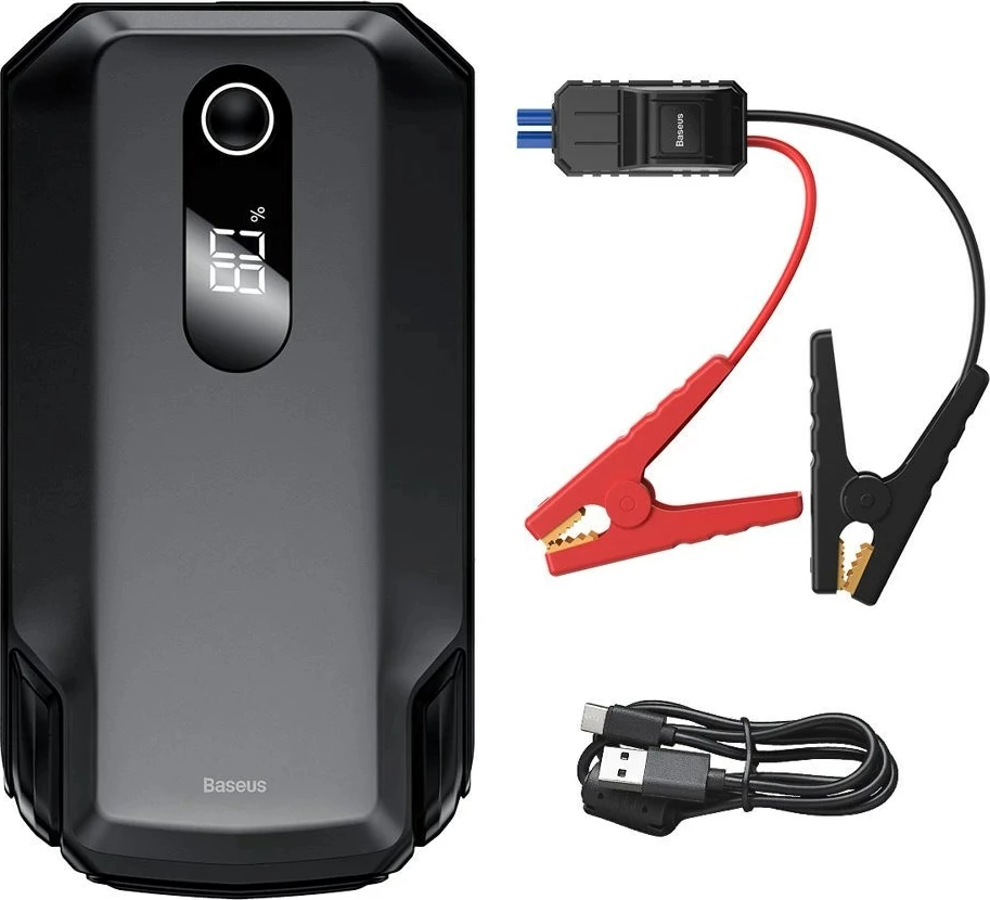 Jump starter Baseus Power Starter 20000mAh, 12V, 2000A/1000A, me kapëse krokodili, e zezë