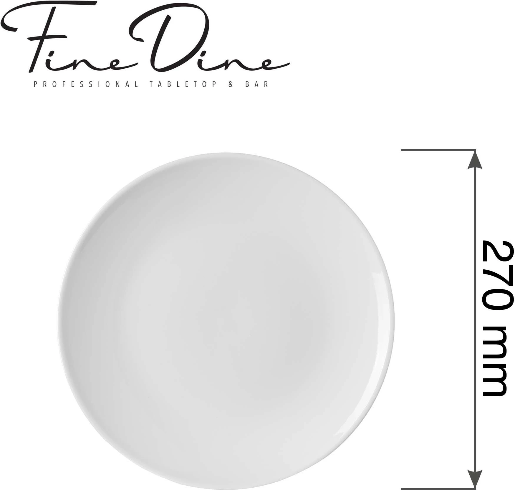 Pjatë e sheshtë Fine Dine Pure Bianco 270 mm, e bardhë, set 4 copë