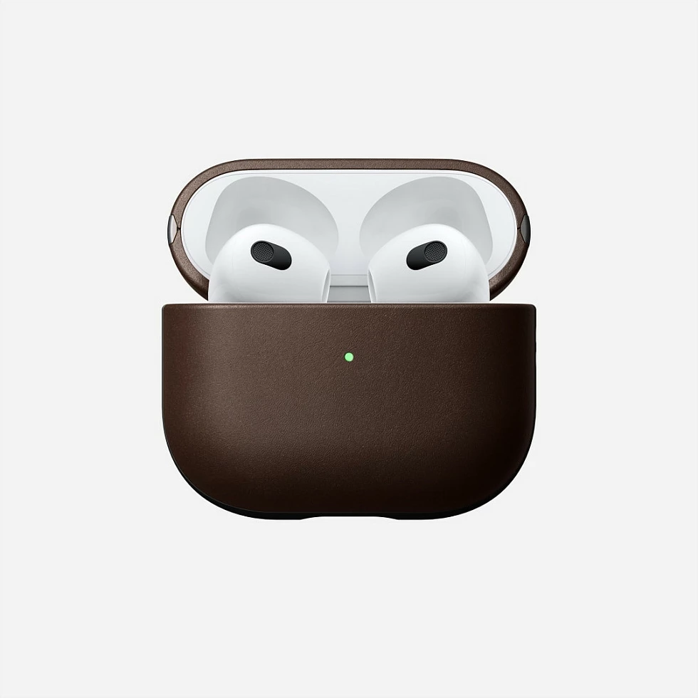 Mbështjellës për AirPods Nomad AirPods V3, lëkurë origjinale, për AirPods (Gjenerata 3), kafe Rustic Brown