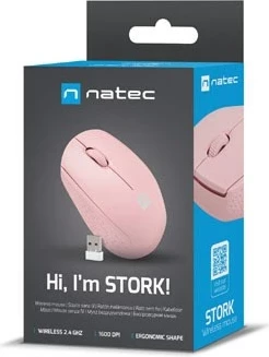 Maus NATEC STORK, Bluetooth + USB Type-A, 1600 DPI, Rozë