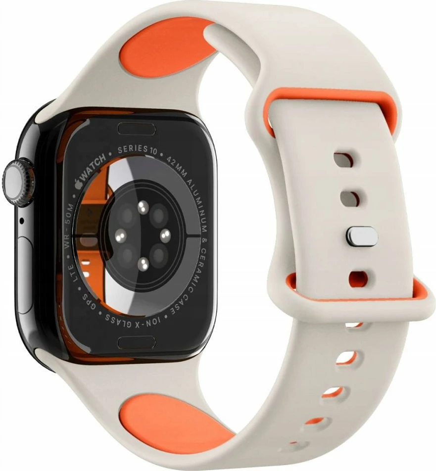 Rrip silikoni Spigen Nano Pop për Apple Watch 6/7/8/9/10/SE 40/41/42mm, bezhë/portokalli