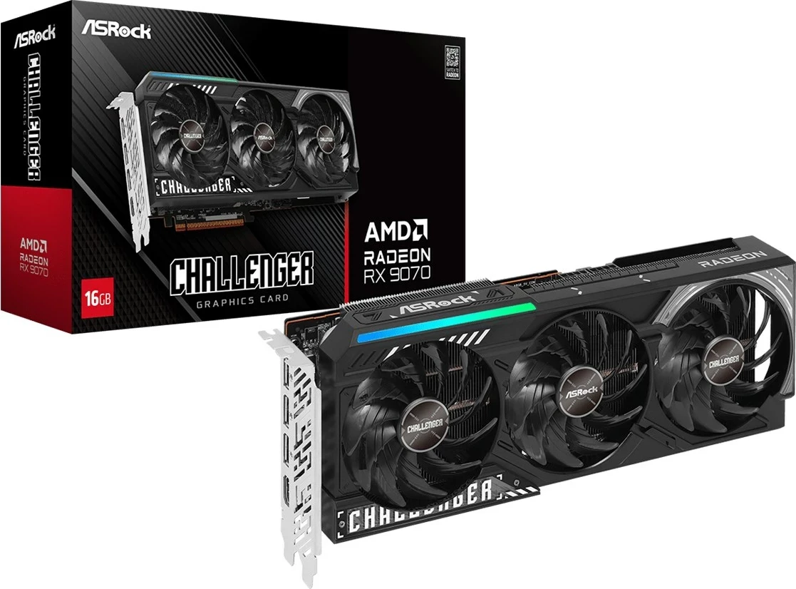 Kartelë grafike Asrock Challenger AMD Radeon RX 9070, 16 GB, E zezë