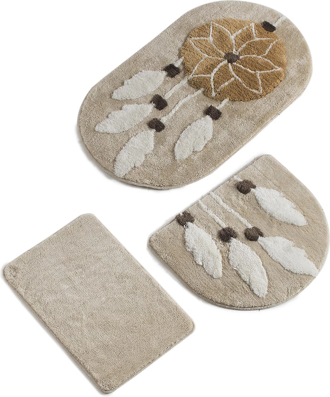 Set tapetesh banjoje akrilike, 3 copë, Mijölnir, Rüya, ngjyrë kafe