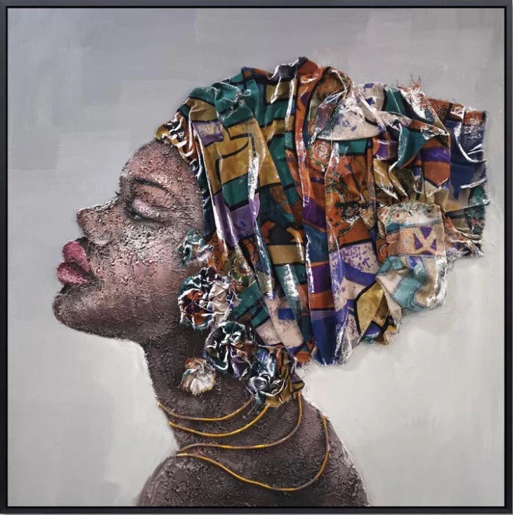 Pikturë dekorative GEIMA, kanavacë, shumëngjyrëshe, kornizë e zezë, 82x82x5 cm