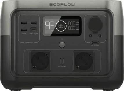 Stacion energjie portativ EcoFlow RIVER 2 Max 512Wh LFP, 500W, gri e errët, set me kabllo