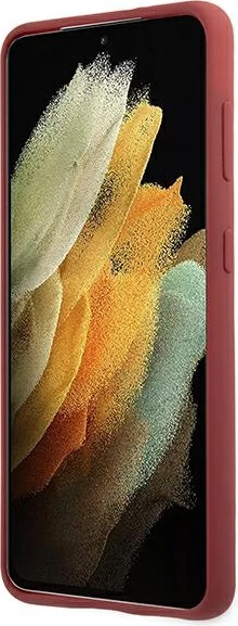 Mbështjellës, Mercedes, MEHCS21MSILRE Silicone Line hardcase për Samsung Galaxy S21+, silikon/TPU, e kuqe