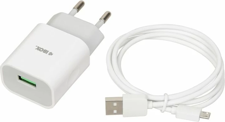 Karikues muri iBox C-41 me USB 2A dhe kabllo microUSB, i bardhë
