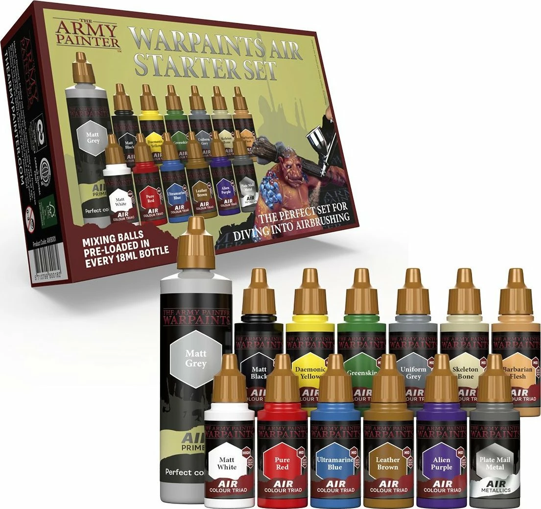 Set bojrash akrilike për airbrush Army Painter Warpaints Air Starter Set, 18 ml, 13 copë