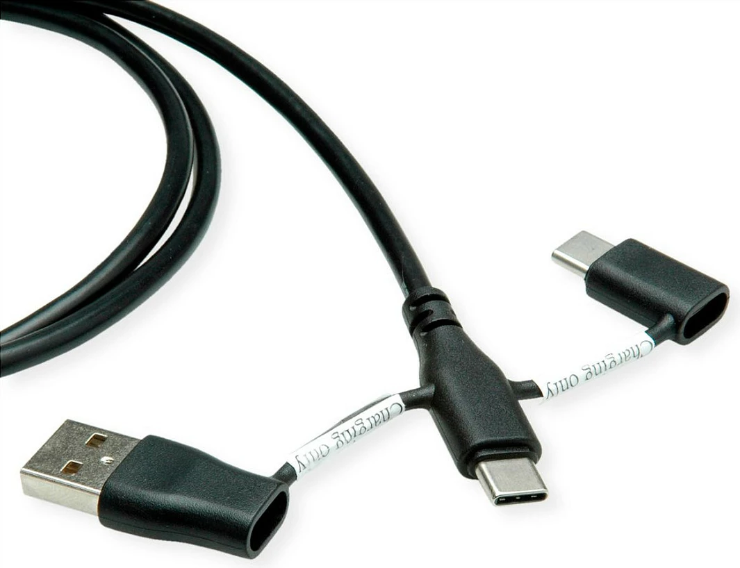 Kabllo USB ROLINE 11.02.8349, USB-C në USB-A/USB-C, 1 m, USB 2.0, e zezë