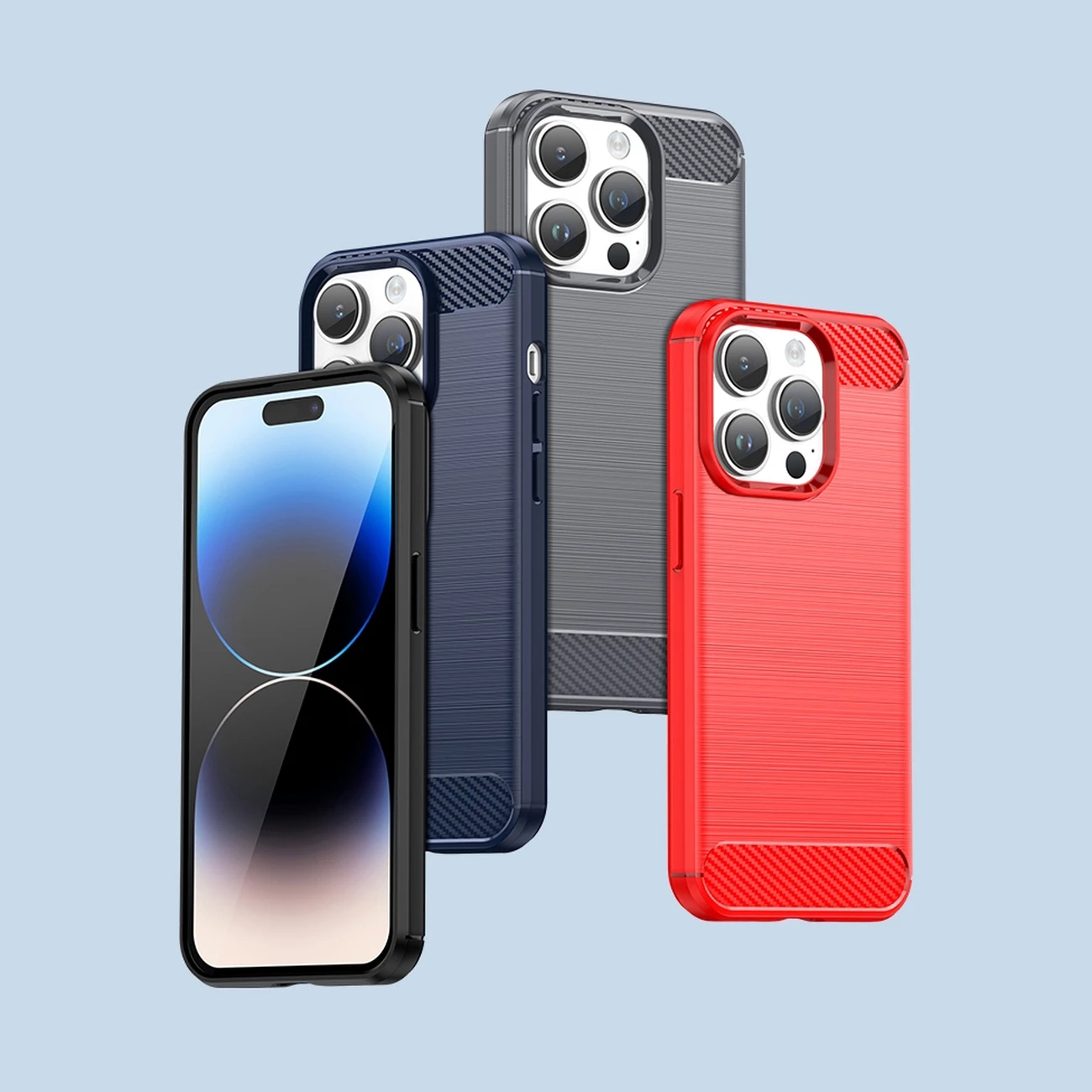 Mbështjellës Hurtel Carbon Case për iPhone 14 Pro Max, TPU, Blu