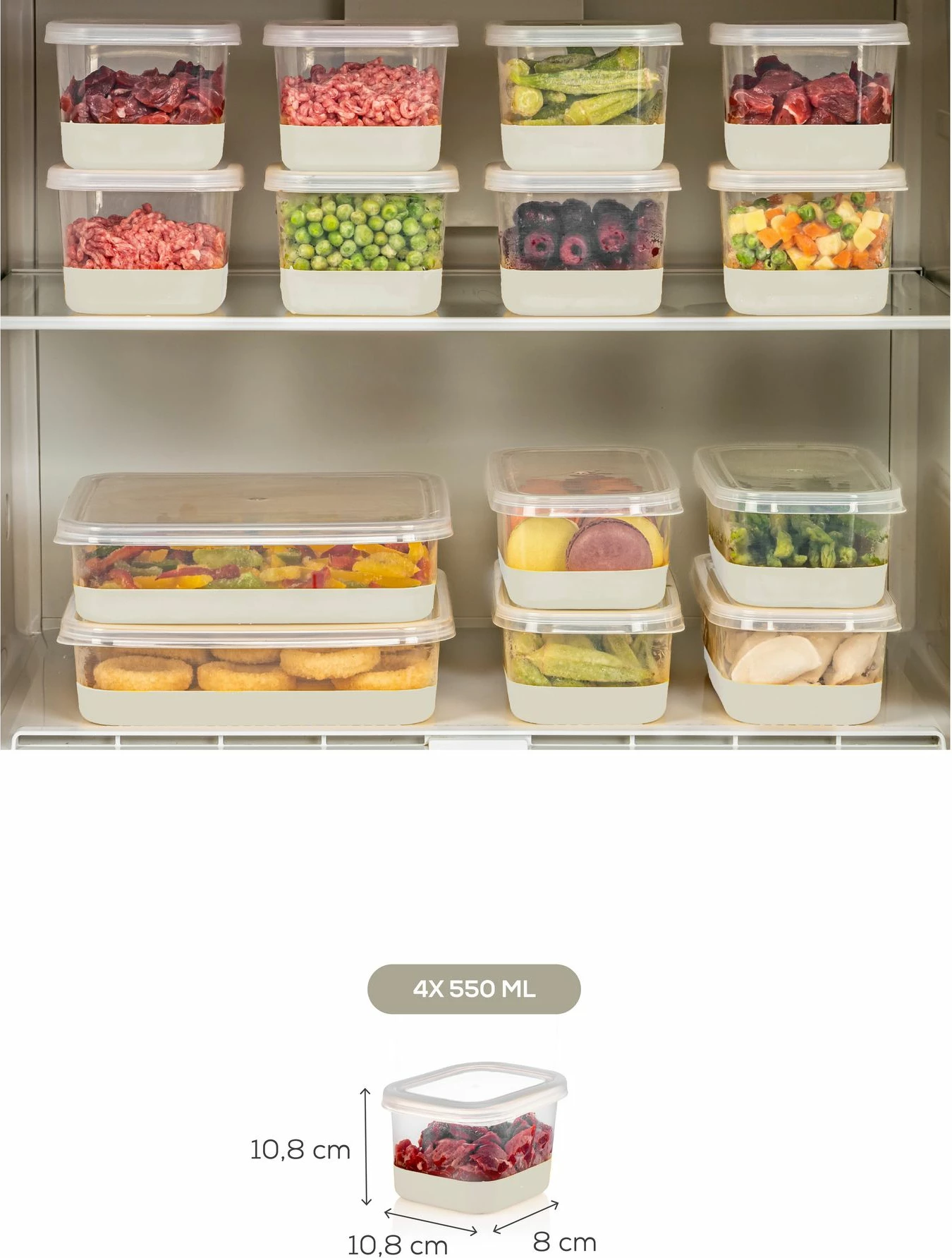 Set organizues për frigorifer (4 copë), Hermia, 4A, ngjyrë gri