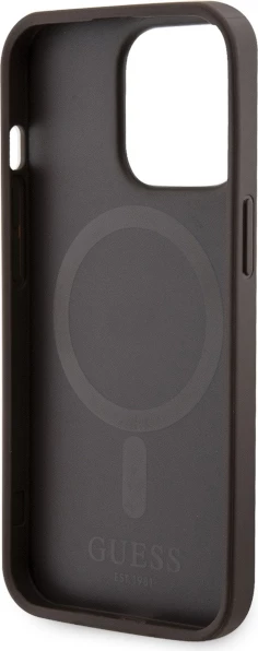 Mbështjellës Guess GUHMP13XP4RPSW për iPhone 13 Pro Max 6.7", hardcase, MagSafe, kafe