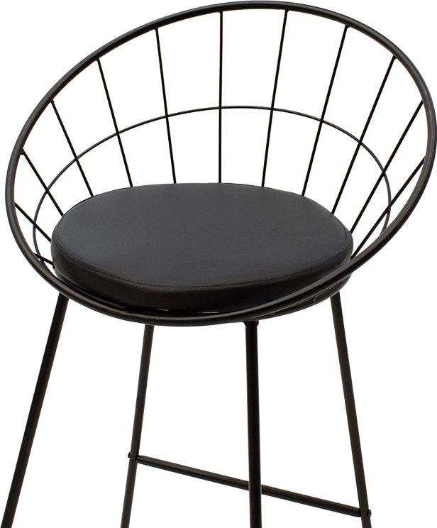 Karrige për bar Seth, metal i zi, jastëk PVC i zi