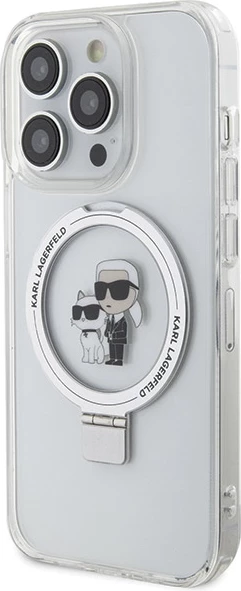 Mbështjellës Karl Lagerfeld Ring Stand Karl&Choupette MagSafe për iPhone 13 Pro Max, Bardhë