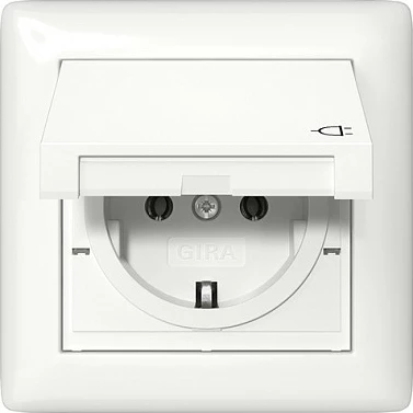 Prizë muri GIRA 415703 Schuko, IP44 me kapak, 16A 250V, e bardhë